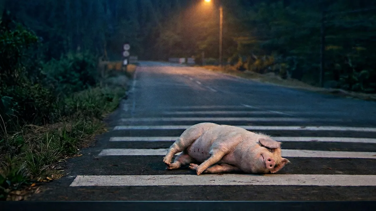 pig at the crossing.hero