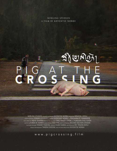 pig at the crossing.poster
